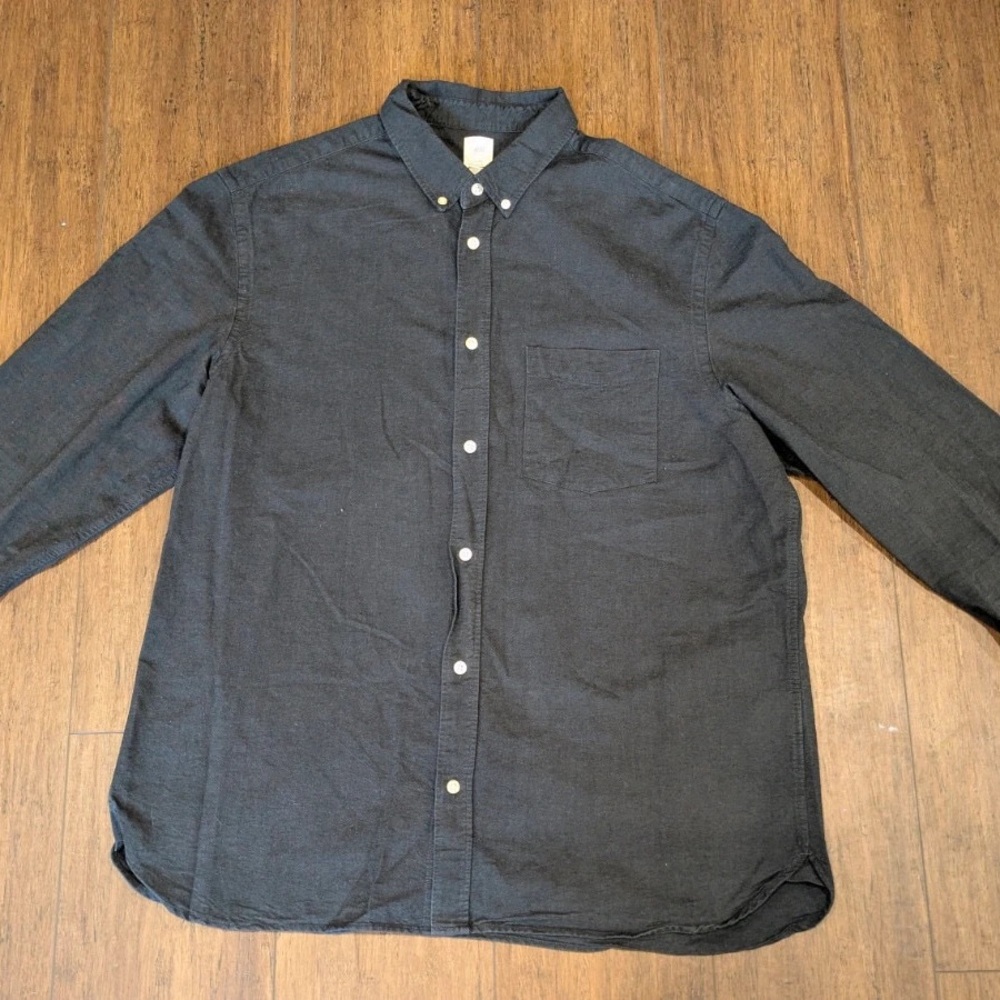 H&M Mens Regular Fit Oxford Shirt Dark Grey Size XL Deadstock